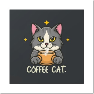 Black coffee cat Posters and Art